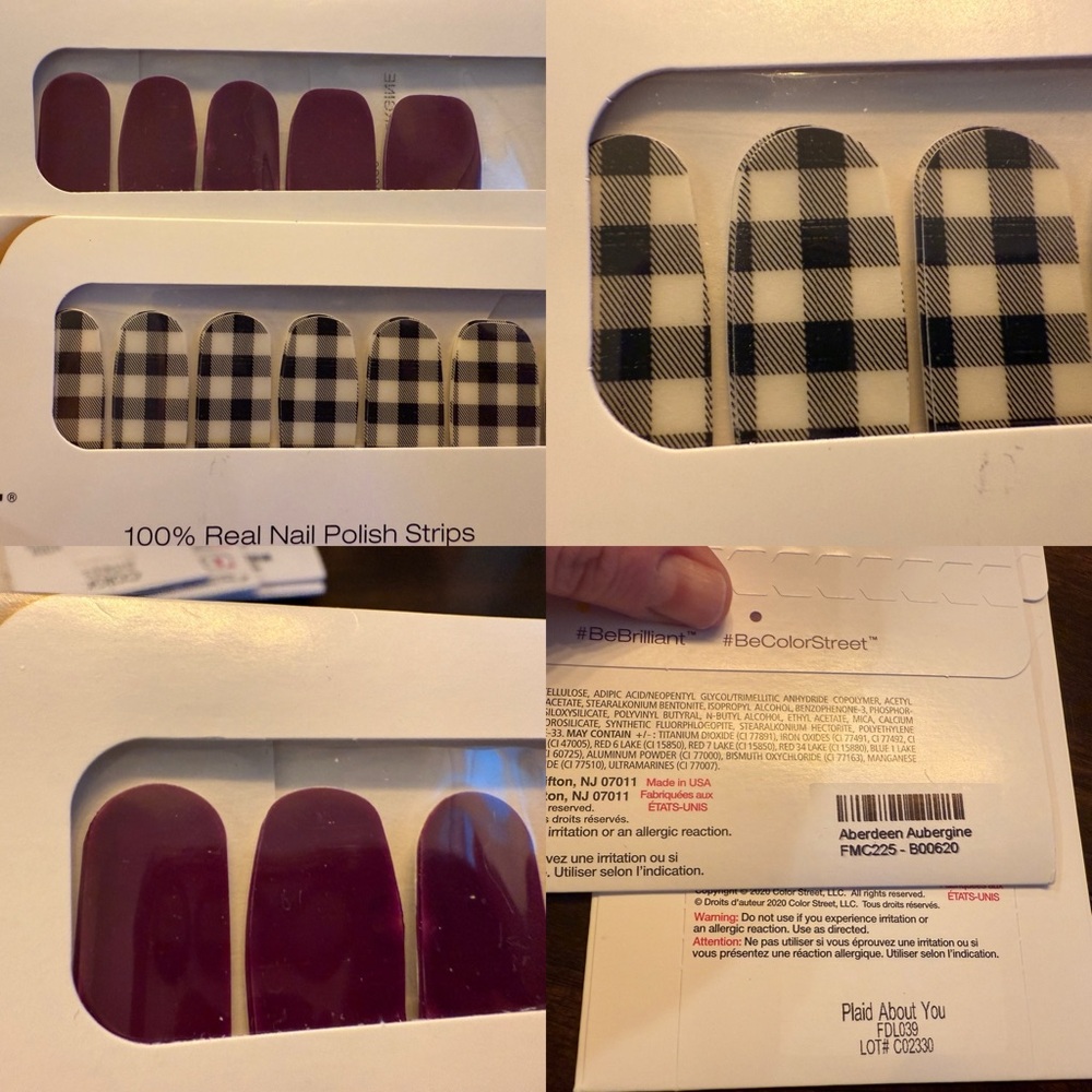 Color Street Aberdeen Aubergine and Plaid Nail Strips